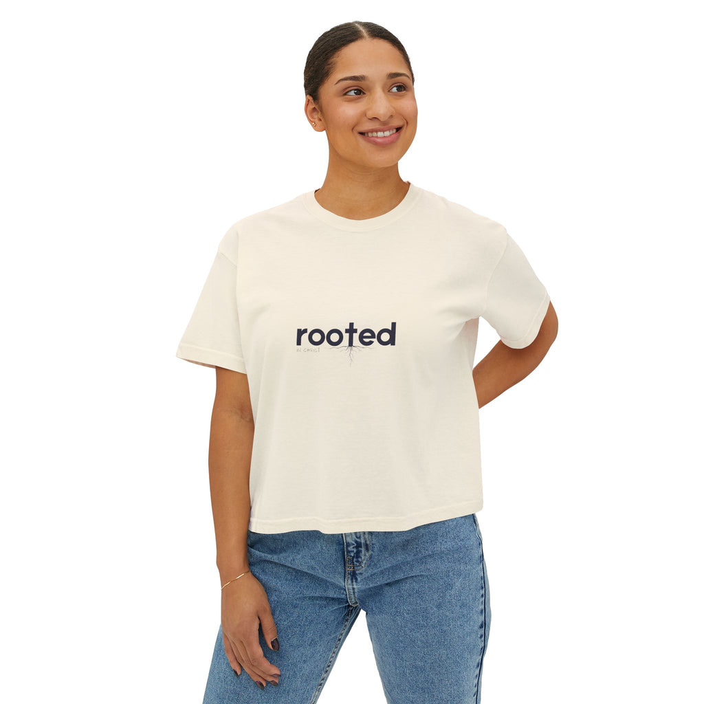 Rooted Boxy Tee — Minimalist Women's Crop Shirt