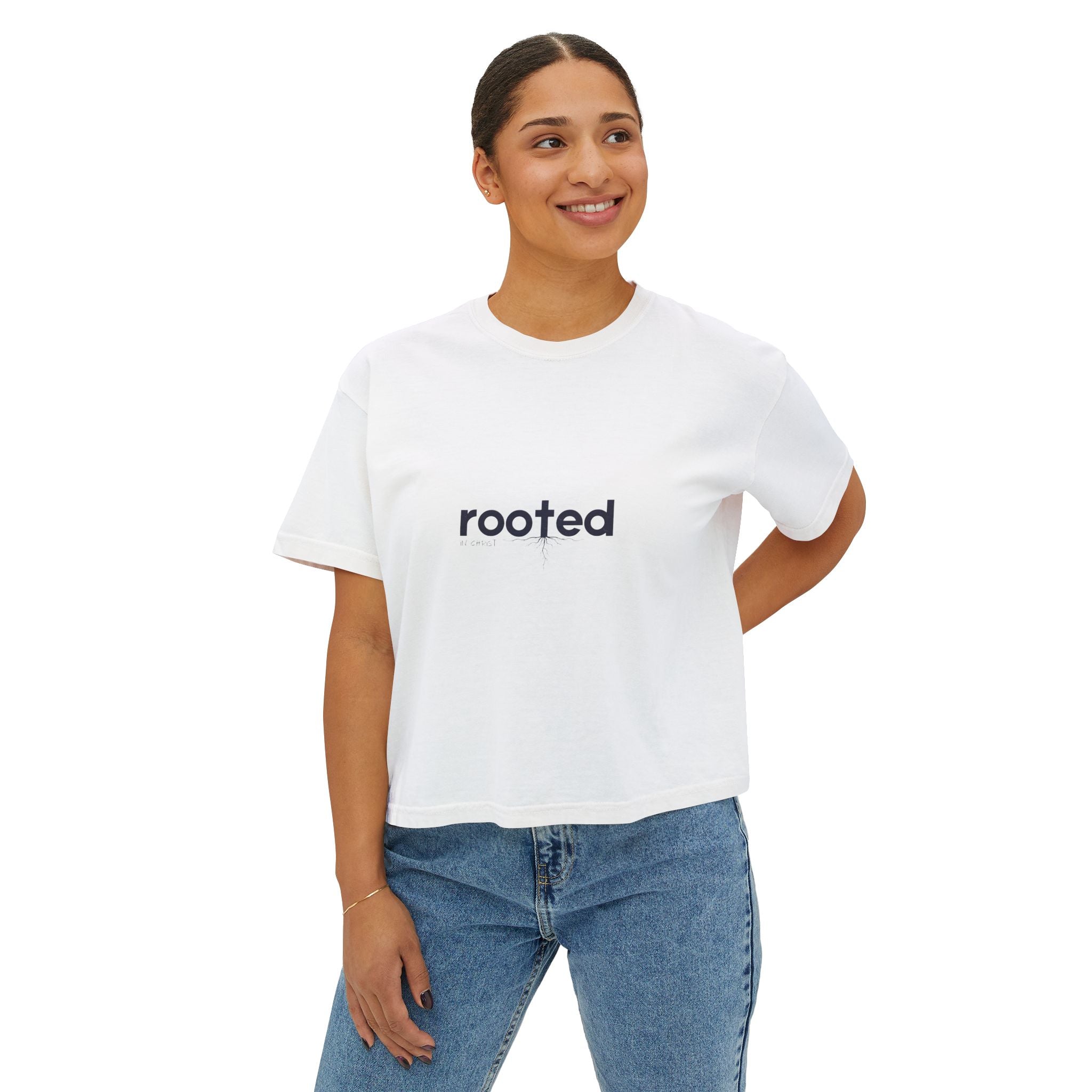Rooted Boxy Tee — Minimalist Women's Crop Shirt