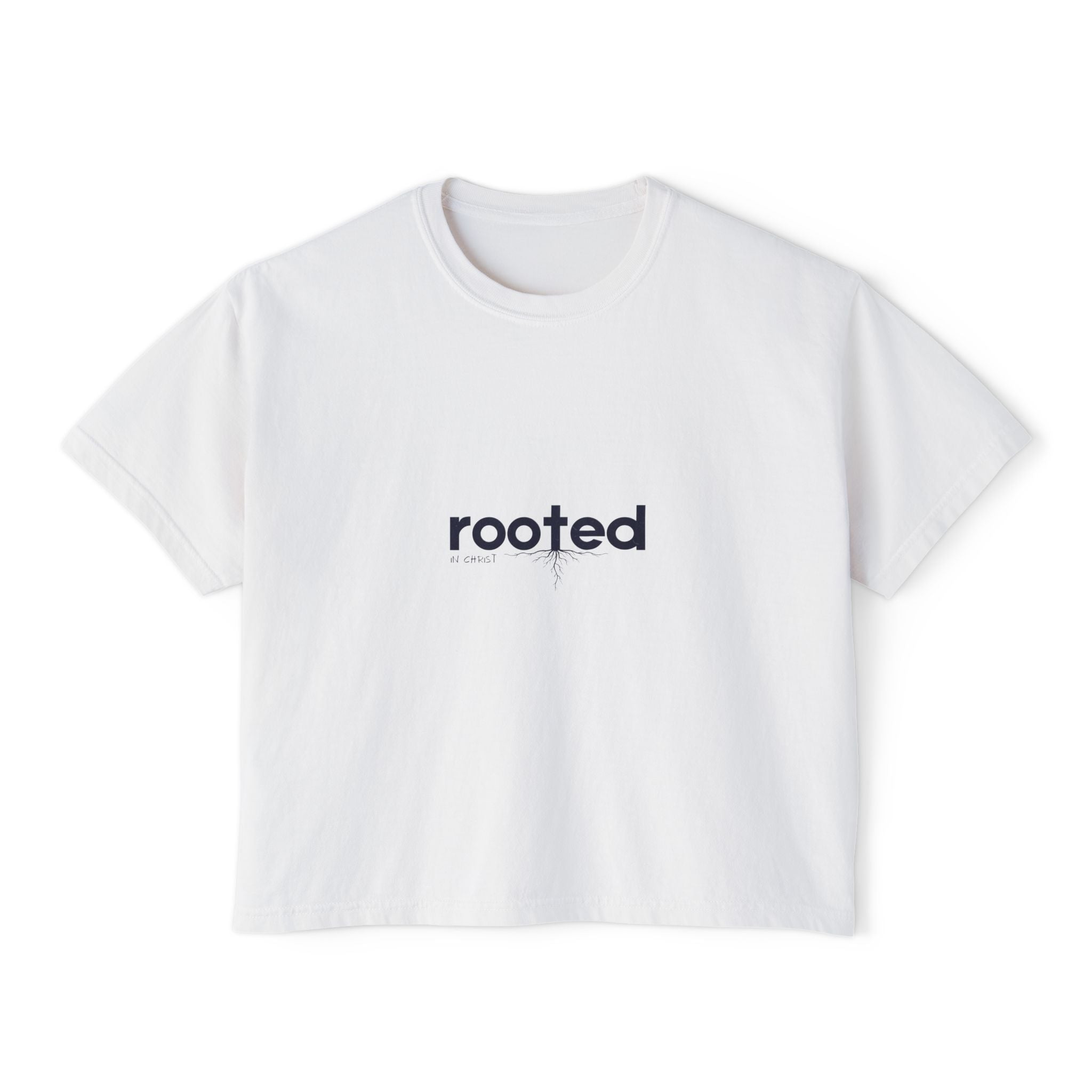Rooted Boxy Tee — Minimalist Women's Crop Shirt