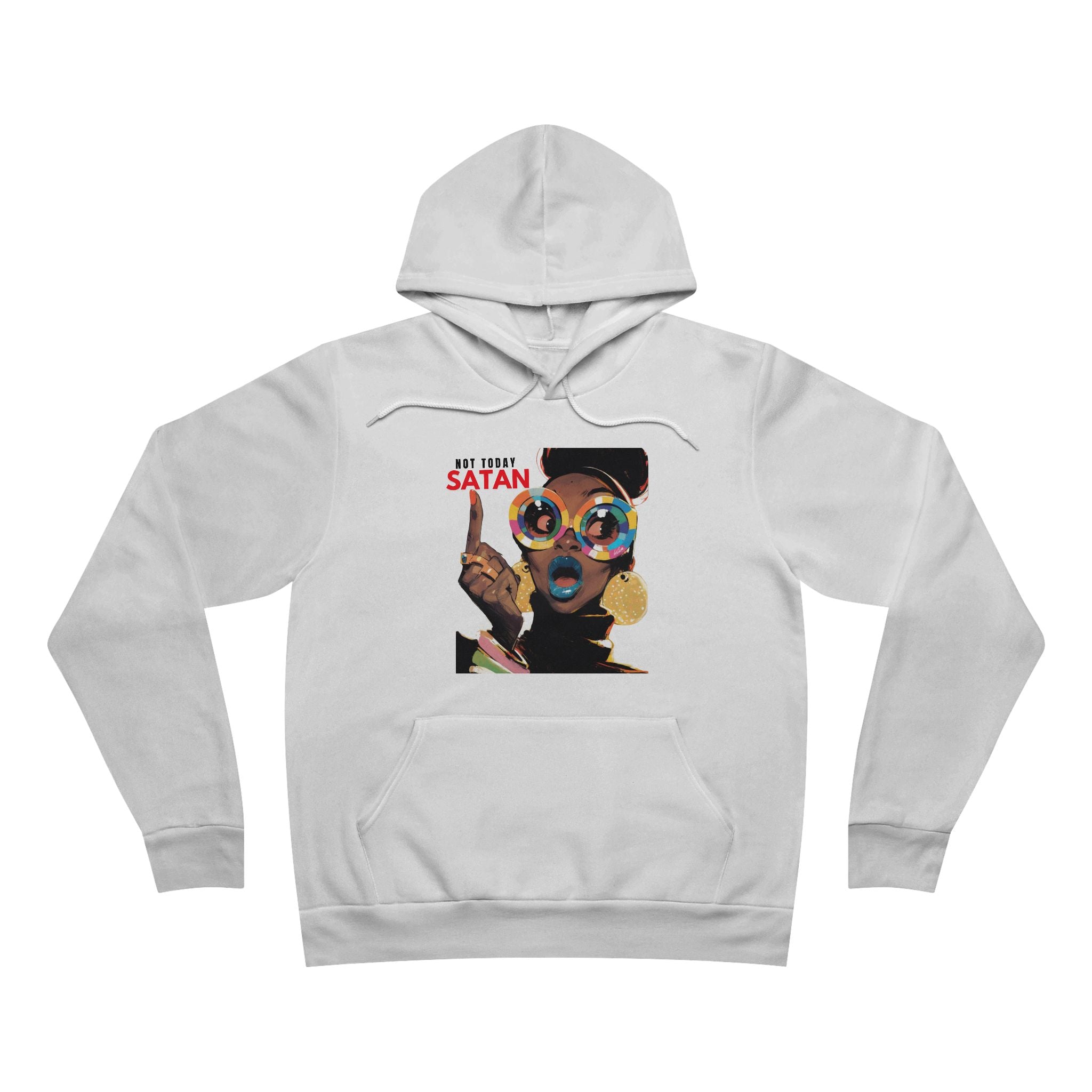 Sponge Fleece Hoodie - Not Today Santan Lady with Colorful Glasses - U+GOD