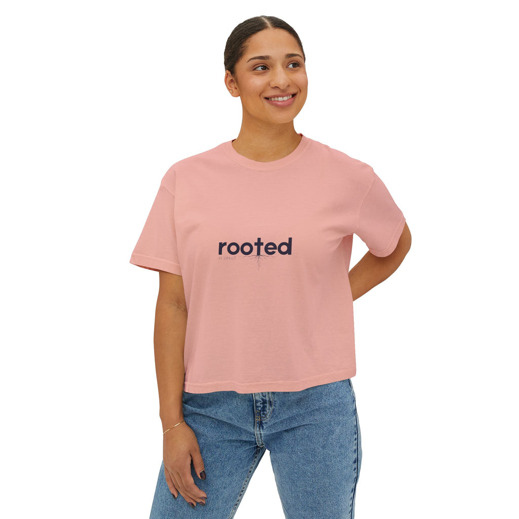 Rooted Boxy Tee — Minimalist Women's Crop Shirt