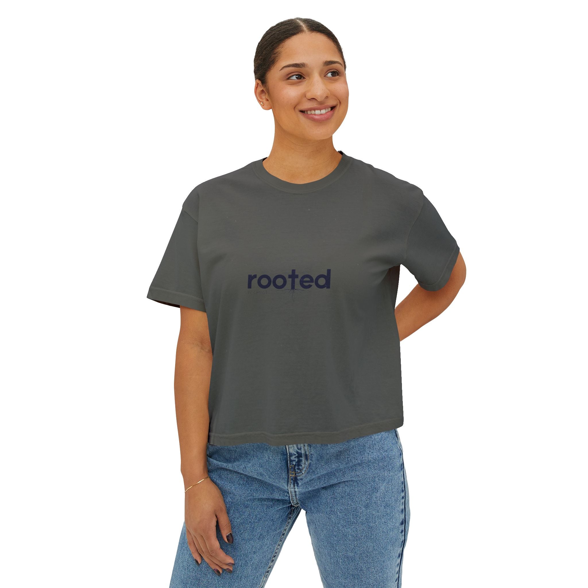 Rooted Boxy Tee — Minimalist Women's Crop Shirt