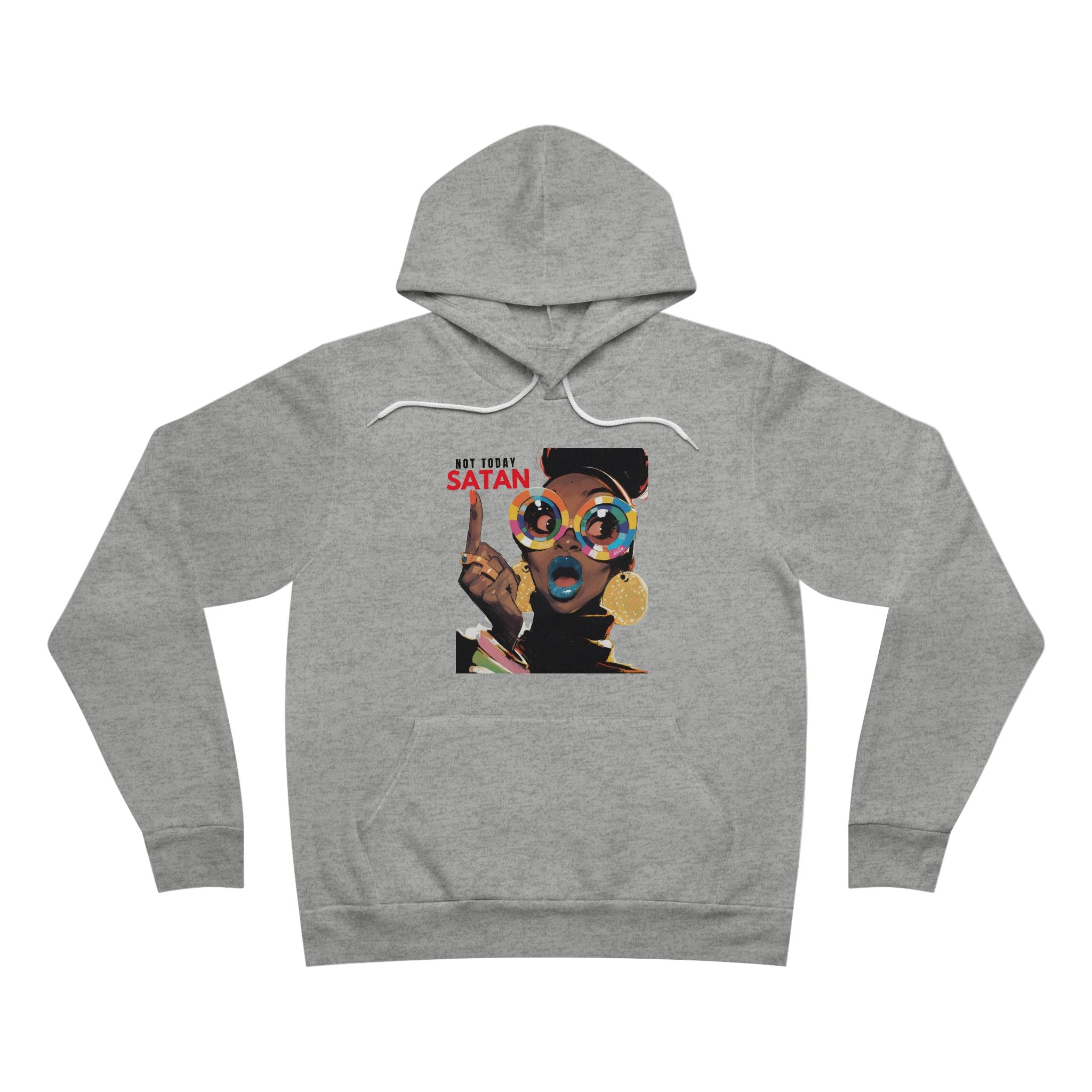 Sponge Fleece Hoodie - Not Today Santan Lady with Colorful Glasses - U+GOD
