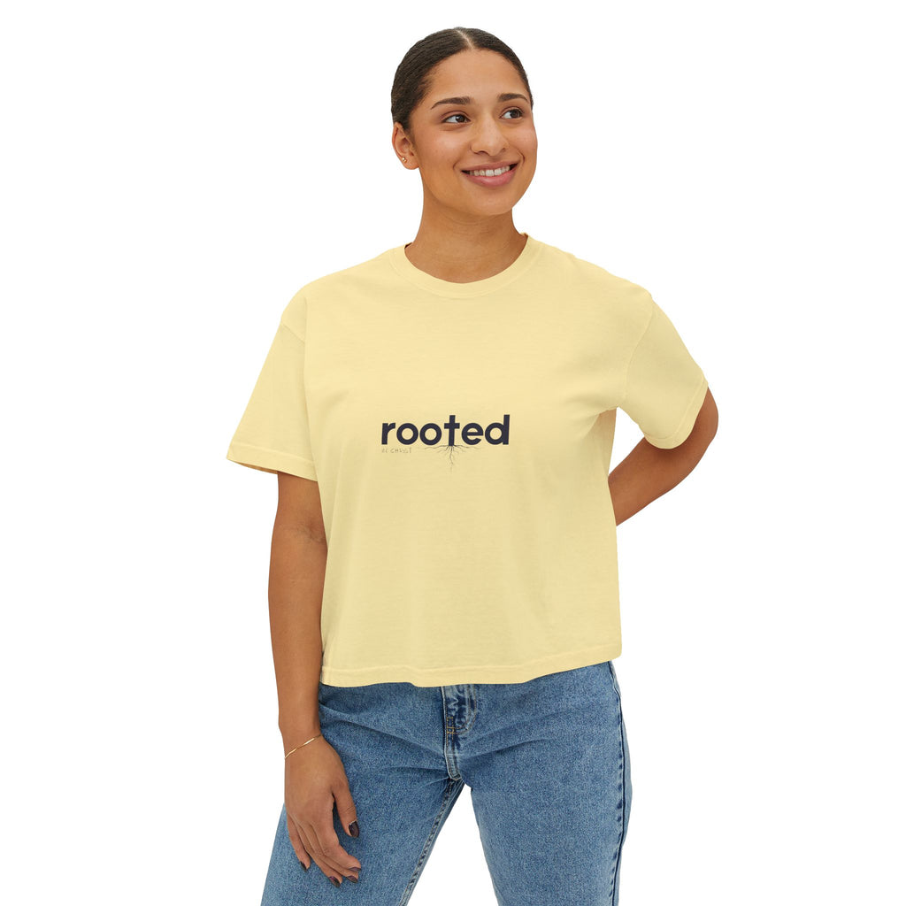 Rooted Boxy Tee — Minimalist Women's Crop Shirt