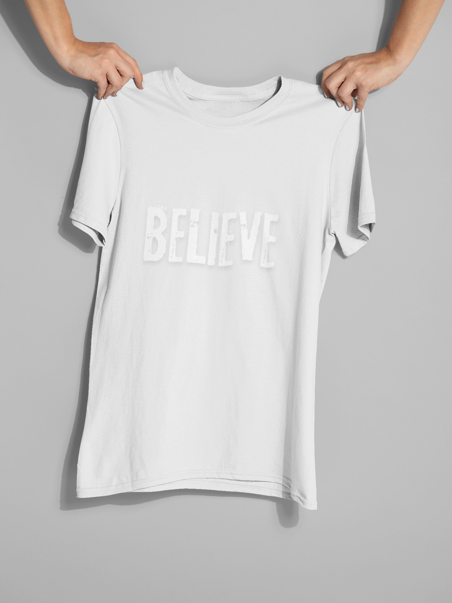 White Believe tee